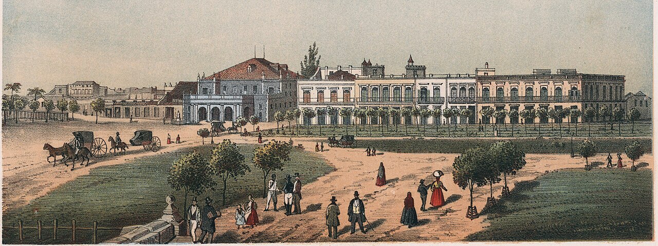 Vista del teatro Tacón y parte del paseo de Isabel II en la Habana, 1855