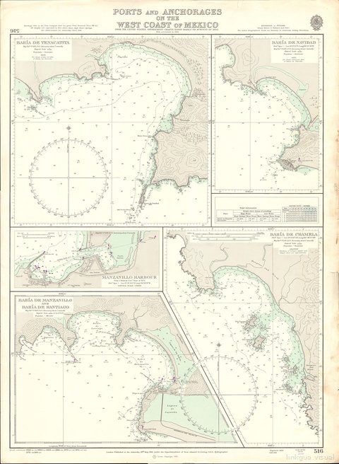 Carta náutica de puertos y fondeaderos de la costa occidental de México