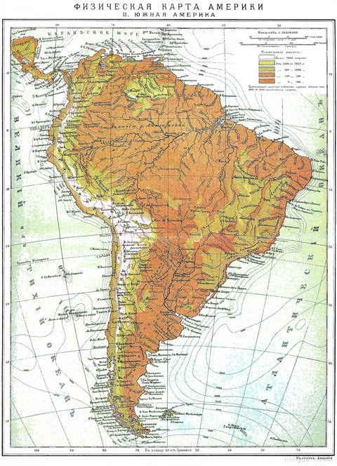 Mapa Físico de América del Sur