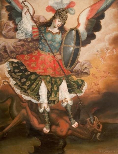 Arcángel San Miguel venciendo al demonio