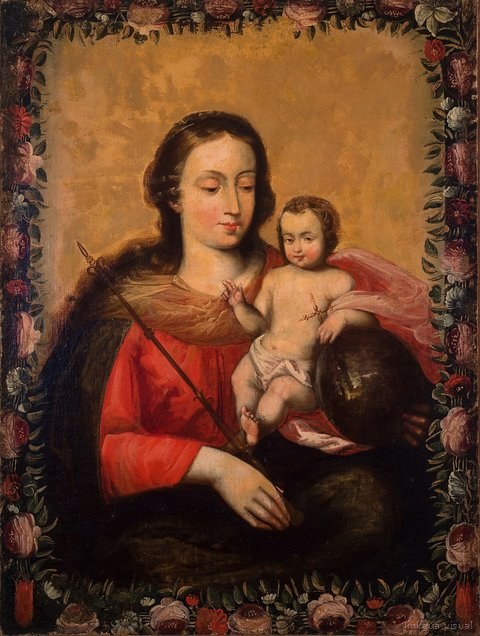 Escola de Cuzco - A Virgem e o Menino Jesus