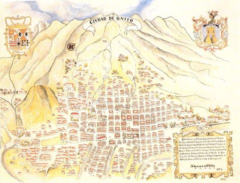 Plano de la Ciudad de Quito en 1734, por Dionisio de Alcedo y Herrera — Escuela Quiteña