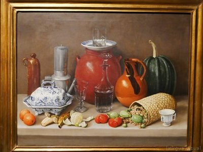 Alacena (Cántaro de loza roja lustrosa, sopera inglesa y taza de porcelana) de José Agustín Arrieta 01