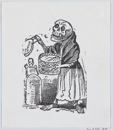 La Catrina vendiendo sus productos