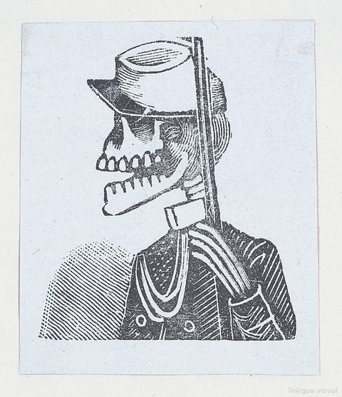 Esqueleto con fusil y sombrero