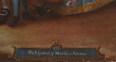 Inscripción "de Español y Morisca Alvino" — Juan Patricio Morlete Ruiz