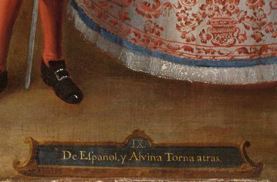 Detalle de pintura con inscripción — Juan Patricio Morlete Ruiz