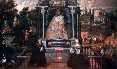 Virgen de Almudena con Carlos II y la reina de España — Basilio de Santa Cruz Pumacallao