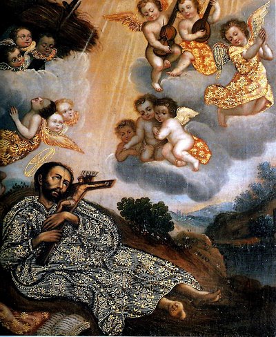 De Santa Cruz Pumacallao - Muerte de san Francisco Javier (Colección Celso Pastor) — Basilio de Santa Cruz Pumacallao