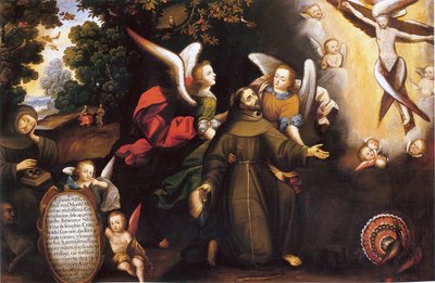De Santa Cruz Pumacallao - San Francisco recibe los estigmas (Museo de San Francisco, Santiago de Chile) — Basilio de Santa Cruz Pumacallao