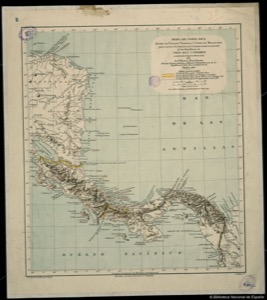 Mapa de Costa Rica, Istmo de Panamá, Veragua y Costa de Mosquitos para servir á la historia de la demarcación territorial de las Repúblicas de Costa Rica y Colombia — Peralta