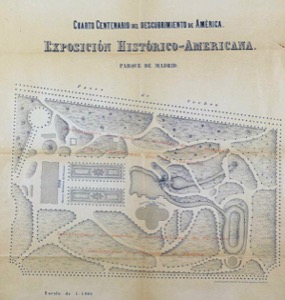 [Parque del Retiro] : Cuarto Centenario del Descubrimiento de América : Exposición histórico-Americana : Parque de Madrid — Anónimo
