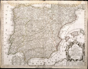 El Reyno de España Dividido en dos grandes Estados de Aragon y de Castilla : Subdividido en muchas Provincias donde se halla tambien el Reyno de Portugal : Dedicado a su Majestad Catholica Phelipe Quinto Rey de España y de las Indias &a — Nolin