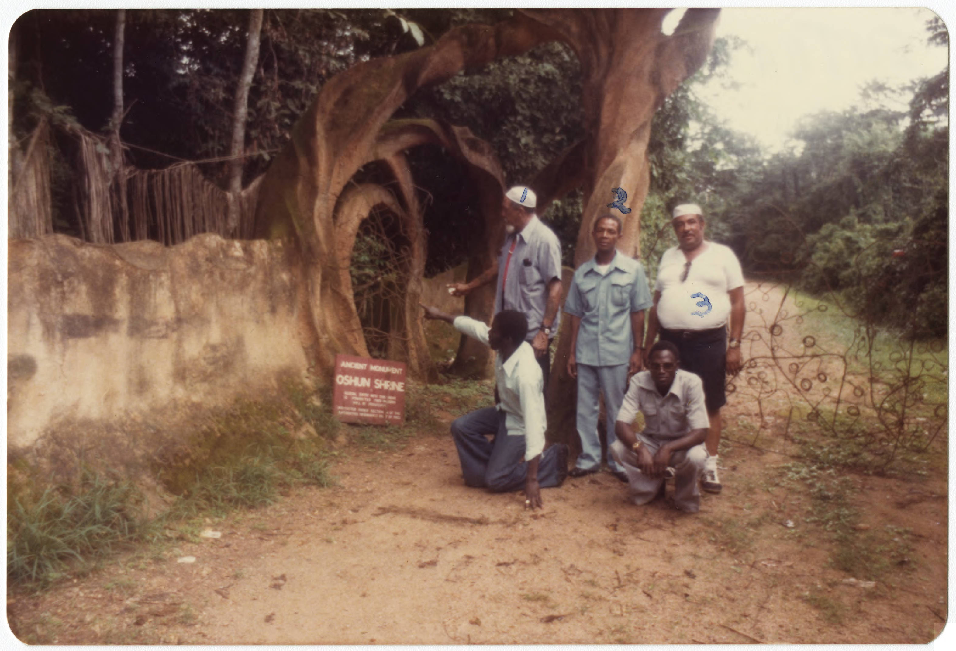Group at the Oshun Shrine entrance, Oshogbo, Nigeria — Anónimo