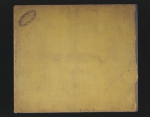 Portada de libro antiguo con sello ovalado — Anónimo tlacuilo mexica (Códice Aubin)