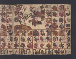 Páginas de un códice mesoamericano con iconografía calendárica y simbólica — Anónimo tlacuilo mexica (Códice Aubin)