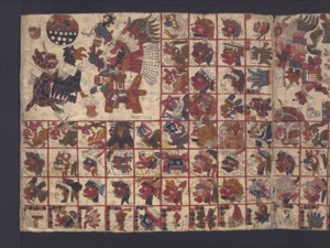 Páginas de un códice precolombino con representaciones calendáricas y deidades — Anónimo tlacuilo mexica (Códice Aubin)