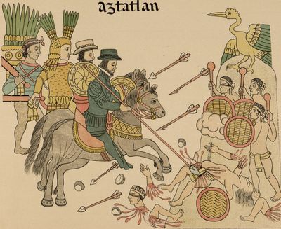 La llegada de los españoles a Aztlán — Anónimo tlaxcalteca