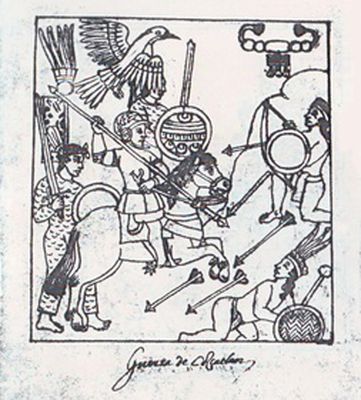Batalla entre españoles y tlaxcaltecas — Anónimo tlaxcalteca