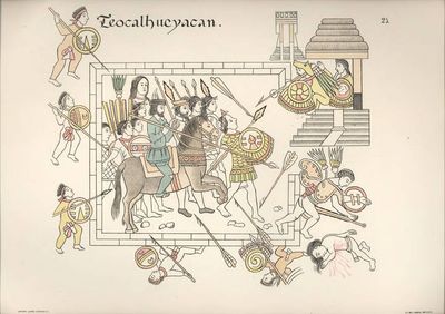 Entrada de Moctezuma a Teocalhueyacan — Anónimo tlaxcalteca