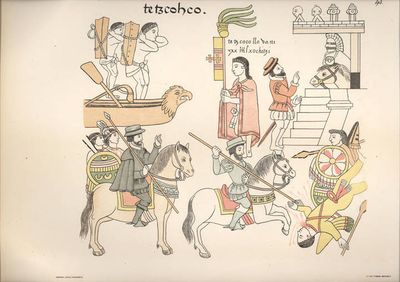 Entrada de Cortés en Tetzcoco — Anónimo tlaxcalteca