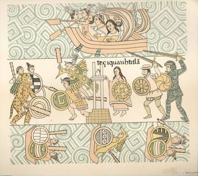 Escena de batalla y embarcación