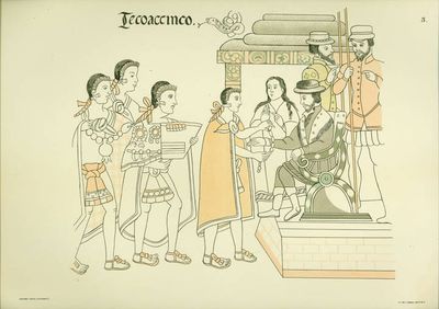 Encuentro entre Moctezuma y Hernán Cortés — Anónimo tlaxcalteca