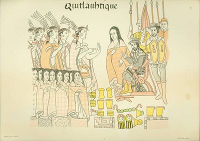 Encuentro entre Moctezuma y Cortés — Anónimo tlaxcalteca