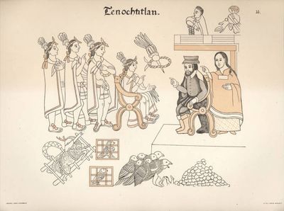 Entrevista entre Moctezuma y Hernán Cortés en Tenochtitlan — Anónimo tlaxcalteca