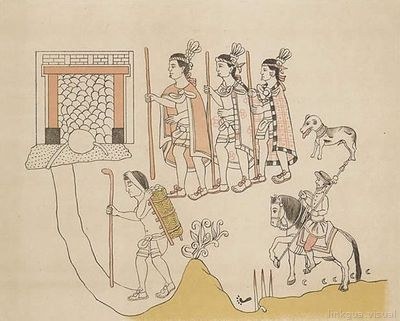 Procesión de guerreros y cargadores