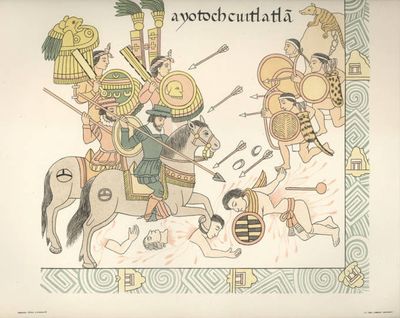 Batalla entre españoles y aztecas — Anónimo tlaxcalteca