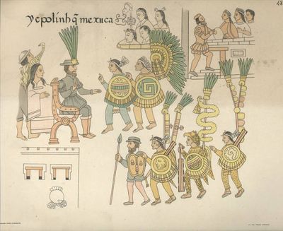 Encuentro entre Hernán Cortés y Moctezuma — Anónimo tlaxcalteca