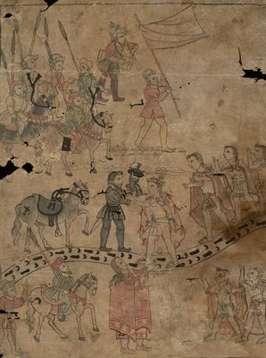 Procesión y encuentro de personajes históricos — Anónimo tlaxcalteca