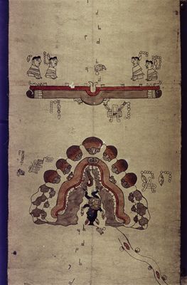 Rollo Selden, lámina, nº 2 — Tlacuilo anónimo, tradición mixteca-puebla