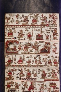 Códice Maya — Con figuras antropomorfas y escenas ceremoniales — Tlacuilo anónimo mixteco