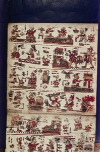 Códice Maya — Con glifos y figuras antropomorfas — Anónimo mixteco