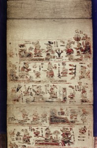 Códice Maya — Con glifos y figuras prehispánicas — Anónimo mixteco