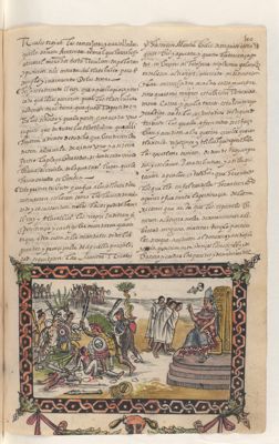 Escenas de guerra y corte bajo la influencia de Tlacaelel. Folio 100 — Anónimo novohispano