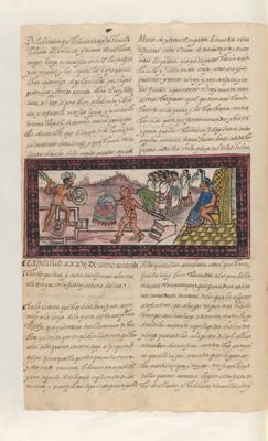 Victoria sobre Culhuacan y sacrificio ritual. Folio 104 — Anónimo novohispano