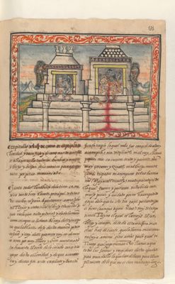 Reedificación y sacrificios en el Templo mayor. Folio 131 — Anónimo novohispano