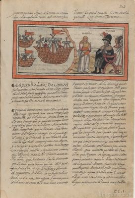 Avance de las fuerzas de Cortés. Folio 205.