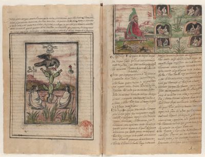 L Culto a Huitzilopochtli, ídolo principal de los mexicanos. Folio 231 — Anónimo novohispano