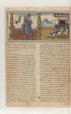Primer rey de México, Acamapichtli, y su corte. Folio 18 — Anónimo novohispano