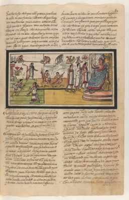 Subyugación de Xochimilco y la construcción de la calzada. Folio 40 — Anónimo novohispano