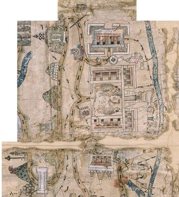 Fragmento de un códice prehispánico — Mapas de Cuauhtinchan