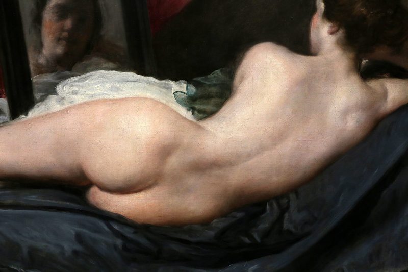 Una figura femenina desnuda yace de espaldas sobre un lecho — Diego Velázquez