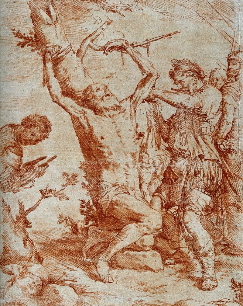 Martirio de san Bartolomé, dibujo a la sanguina — Jusepe de Ribera