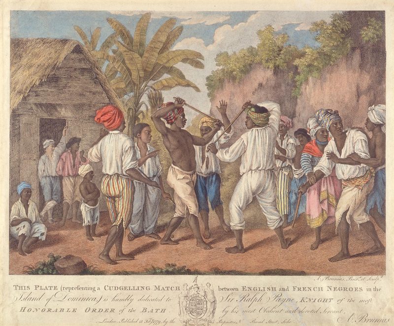 Un combate de garrotes entre negros ingleses y franceses en la isla de Dominica — Agostino Brunias