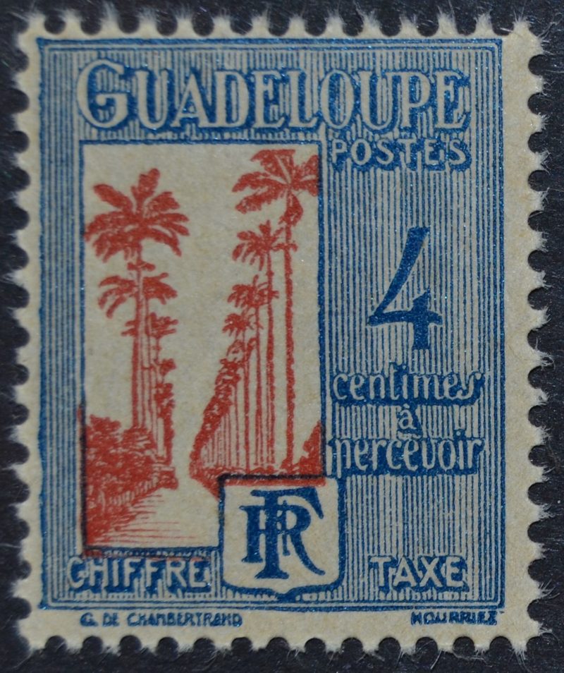 Guadeloupe timbre taxe 4c bleu — Anónimo