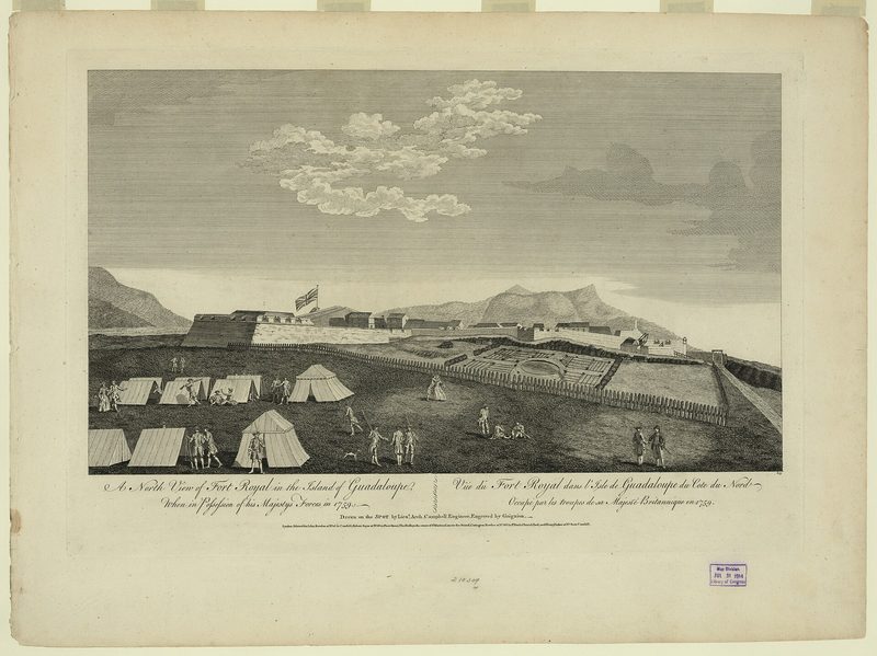 Vista norte de Fort Royal en la isla de Guadalupe, cuando estaba en posesión de las fuerzas de su majestad en — Popular Graphic Arts